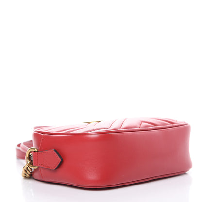 Gucci Calfskin Matelasse Mini GG Marmont Chain Shoulder Bag Hibiscus Red 4 of 10