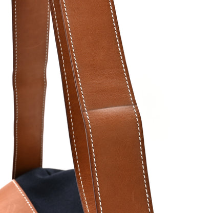 Hermes Toile Goeland Idro Calfskin Odyssee Terre Duffle Bag Bleu Marine Gold 12 of 13