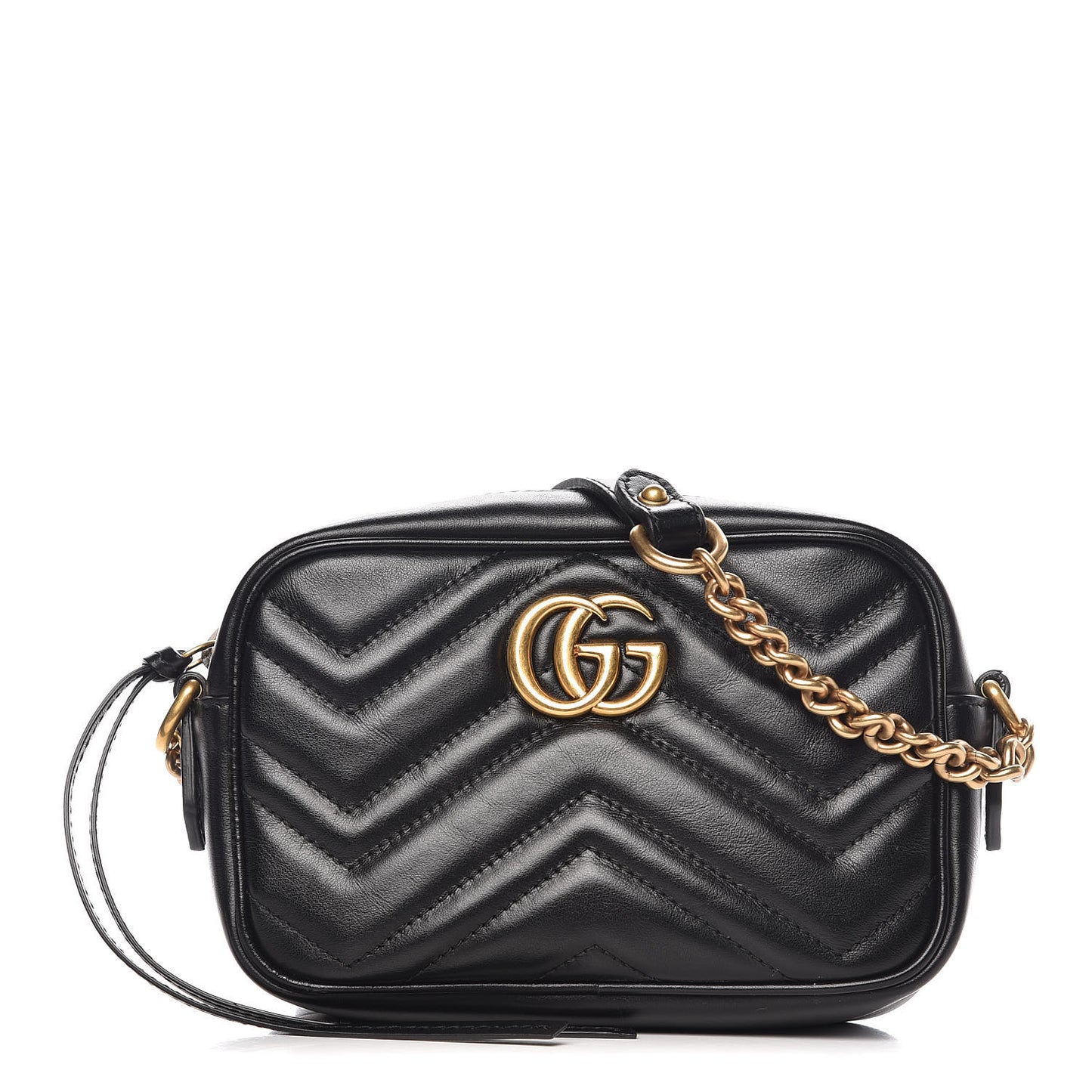 Calfskin Matelasse Mini GG Marmont Chain Shoulder Bag Black