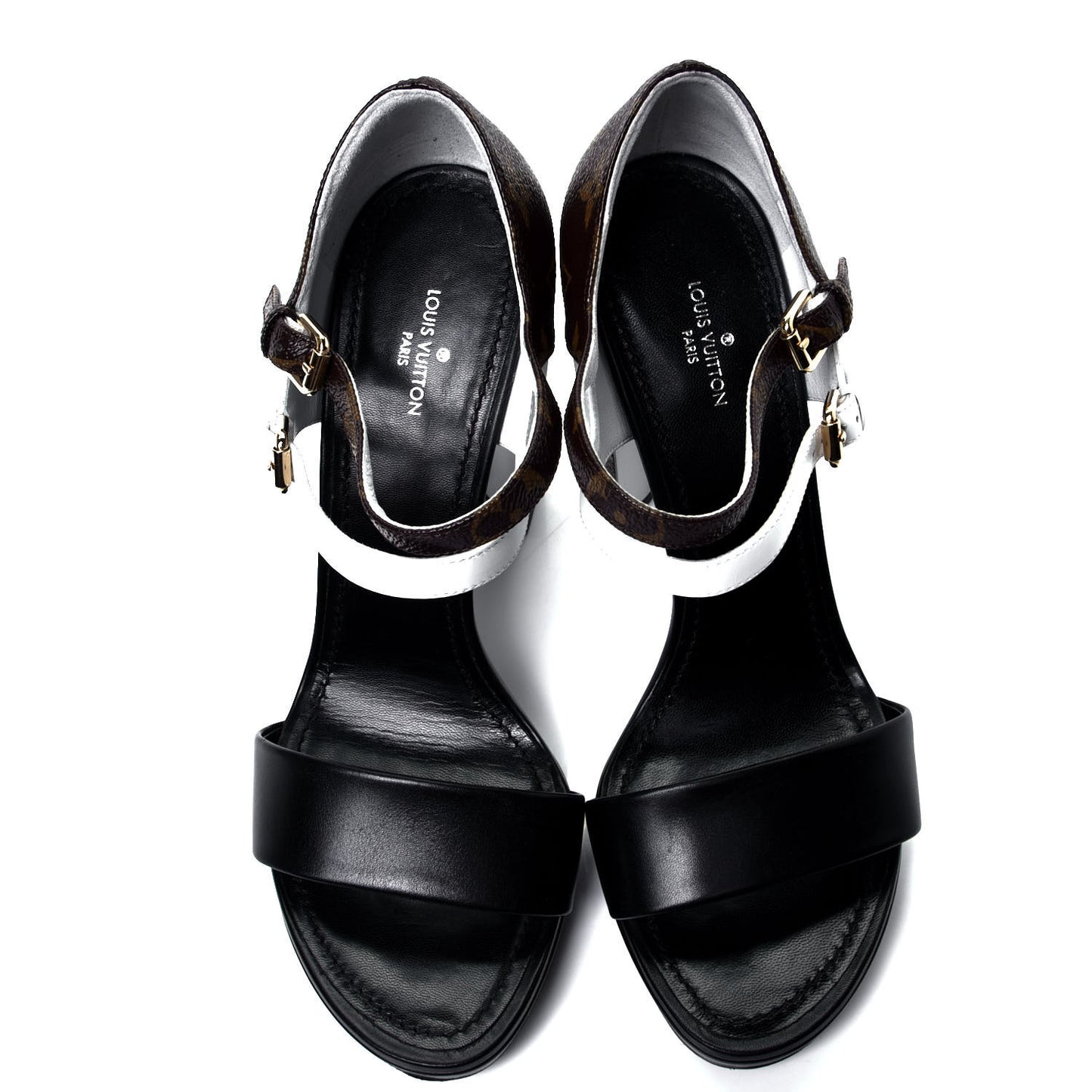 Calfskin Monogram Matchmake Cross Sandals 38 Black White