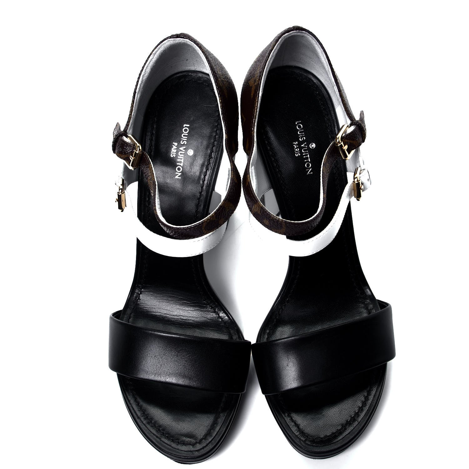 Louis Vuitton Calfskin Monogram Matchmake Cross Sandals 38 Black White 5 of 10