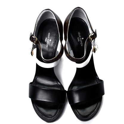 Louis Vuitton Calfskin Monogram Matchmake Cross Sandals 38 Black White 5 of 10