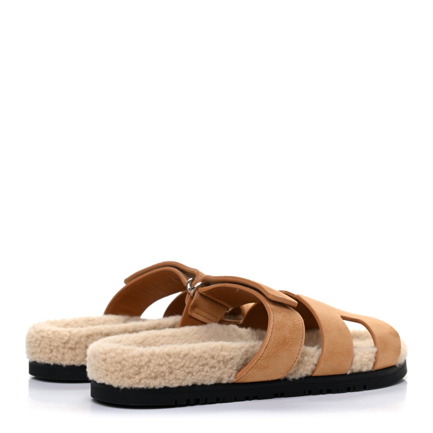 Suede Goatskin Woolskin Womens Chypre Sandals 37 Golden Beige