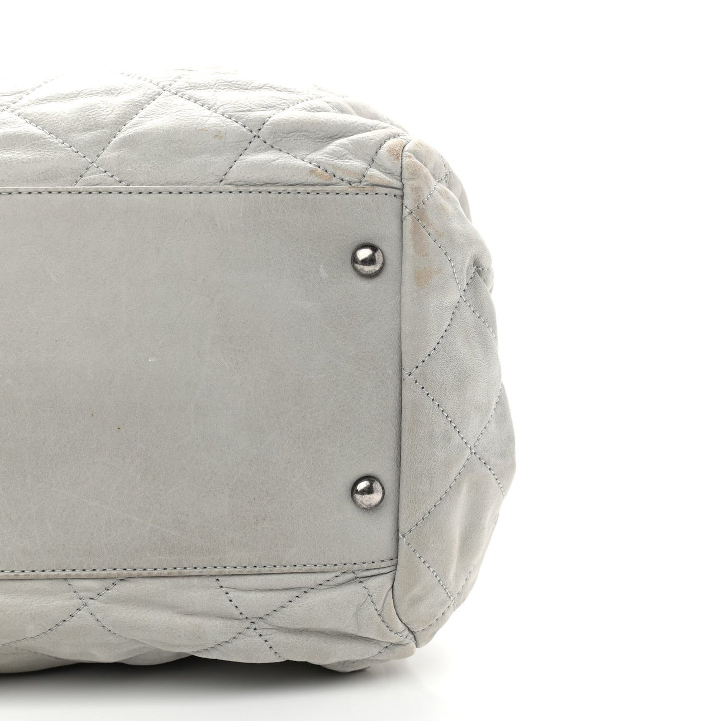 Iridescent Calfskin Chic Quilt Bowling Bag Grey