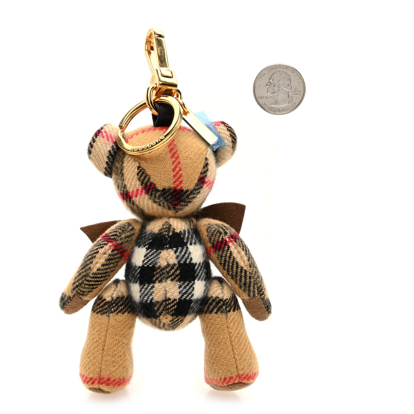 Cashmere Vintage Check Thomas Bear Bag Charm Antique Yellow