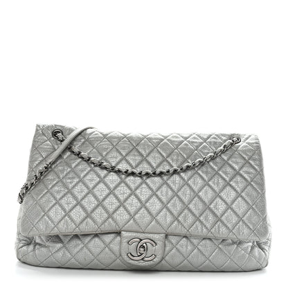 Chanel Metallic Calfskin Quilted XXL Travel Flap Bag Silver 1 of 18