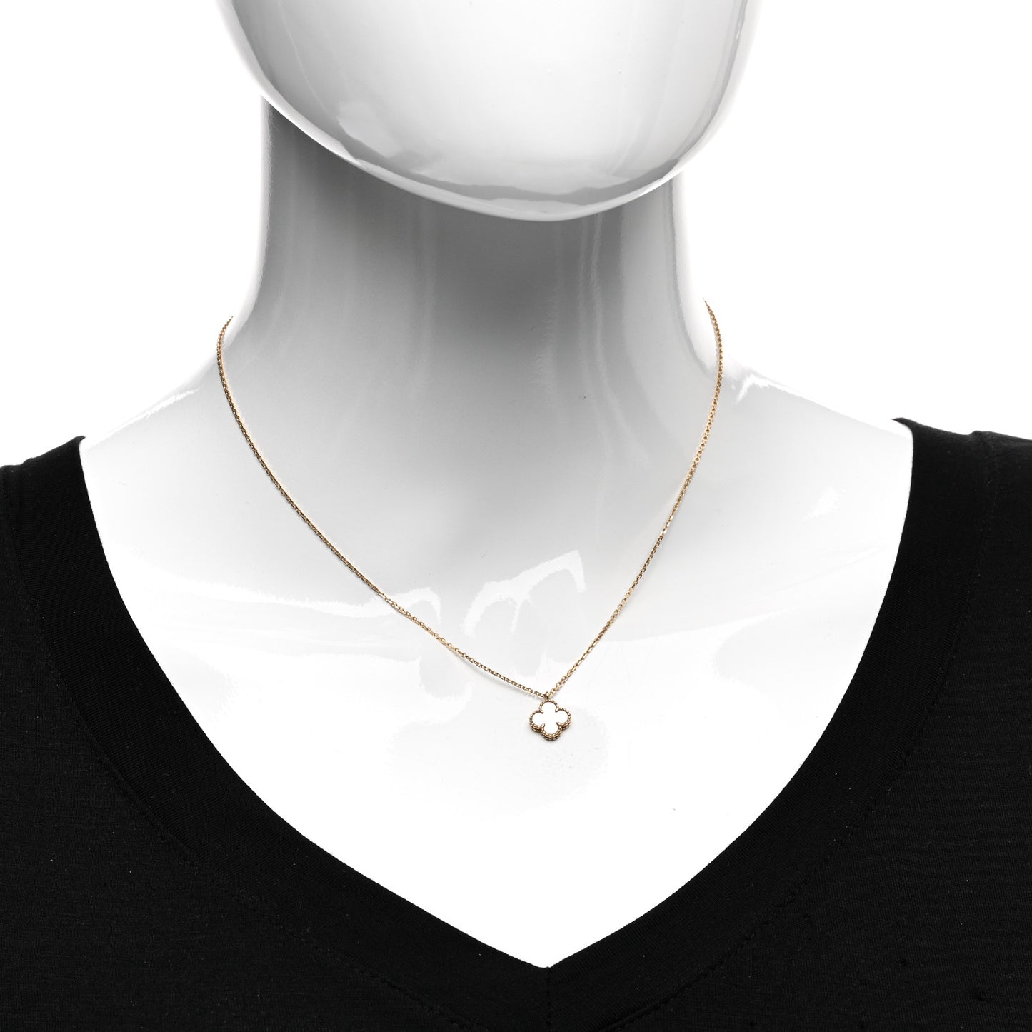 18K Yellow Gold Mother of Pearl Sweet Alhambra Pendant Necklace