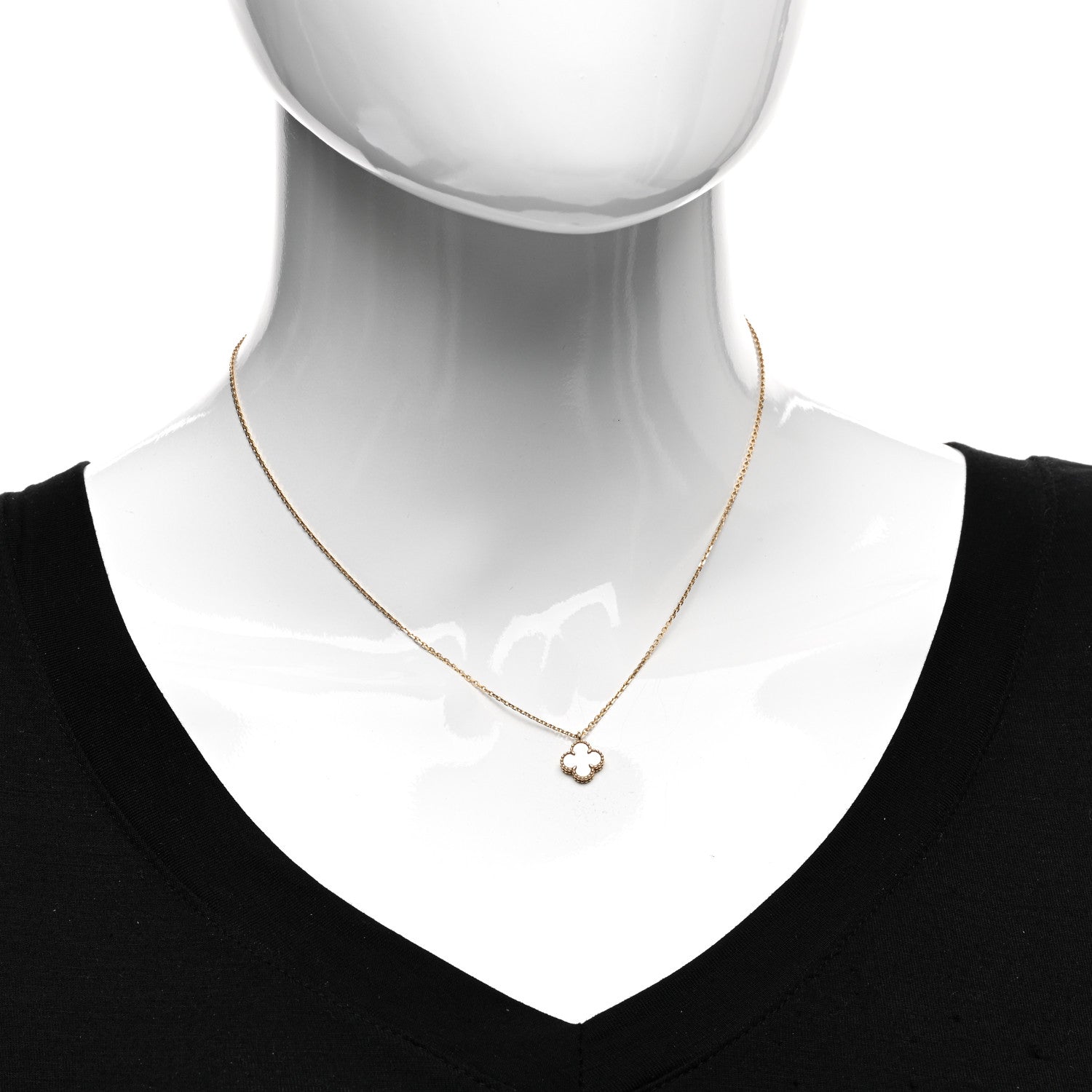 Van Cleef & Arpels 18K Yellow Gold Mother of Pearl Sweet Alhambra Pendant Necklace 2 of 6