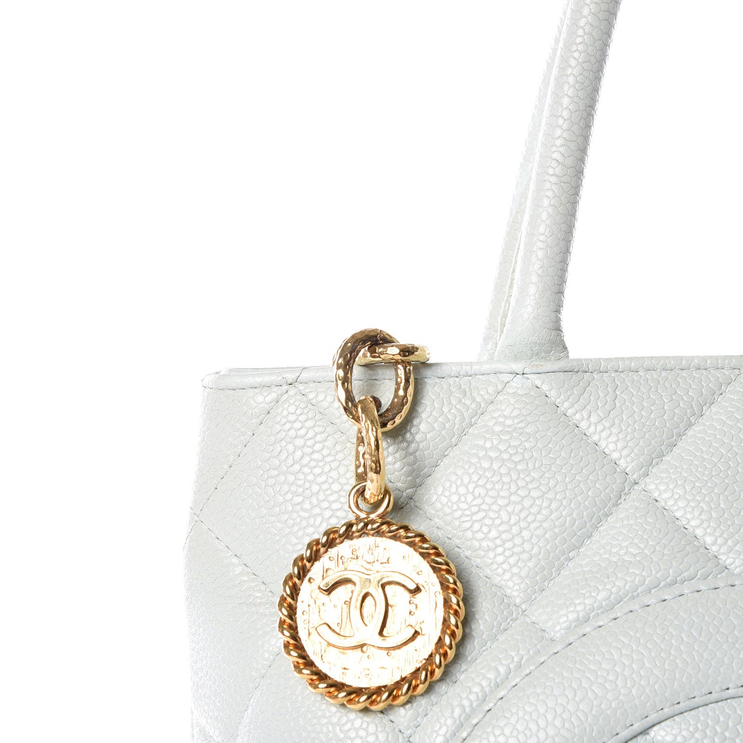Caviar Quilted Medallion Tote Light Blue