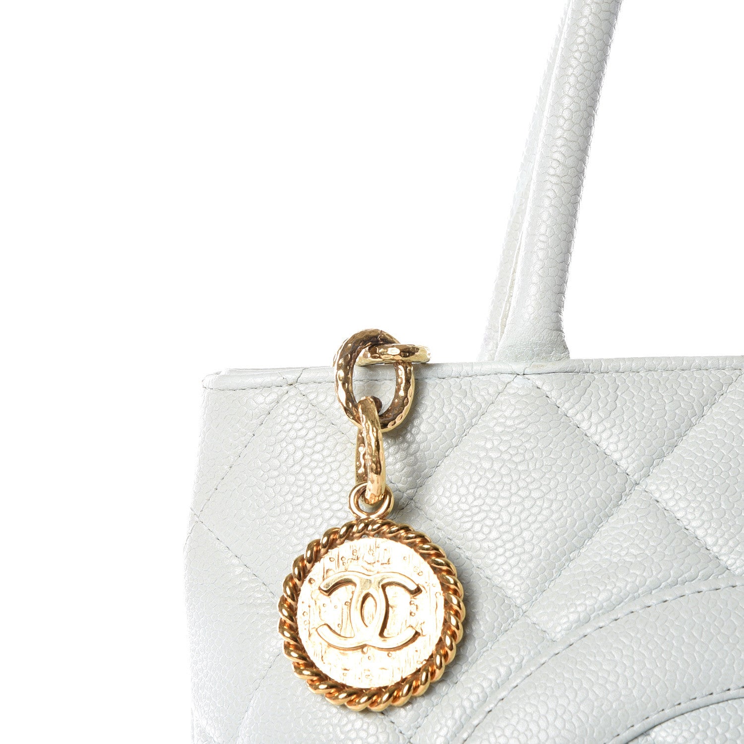 Chanel Caviar Quilted Medallion Tote Light Blue 14 of 14