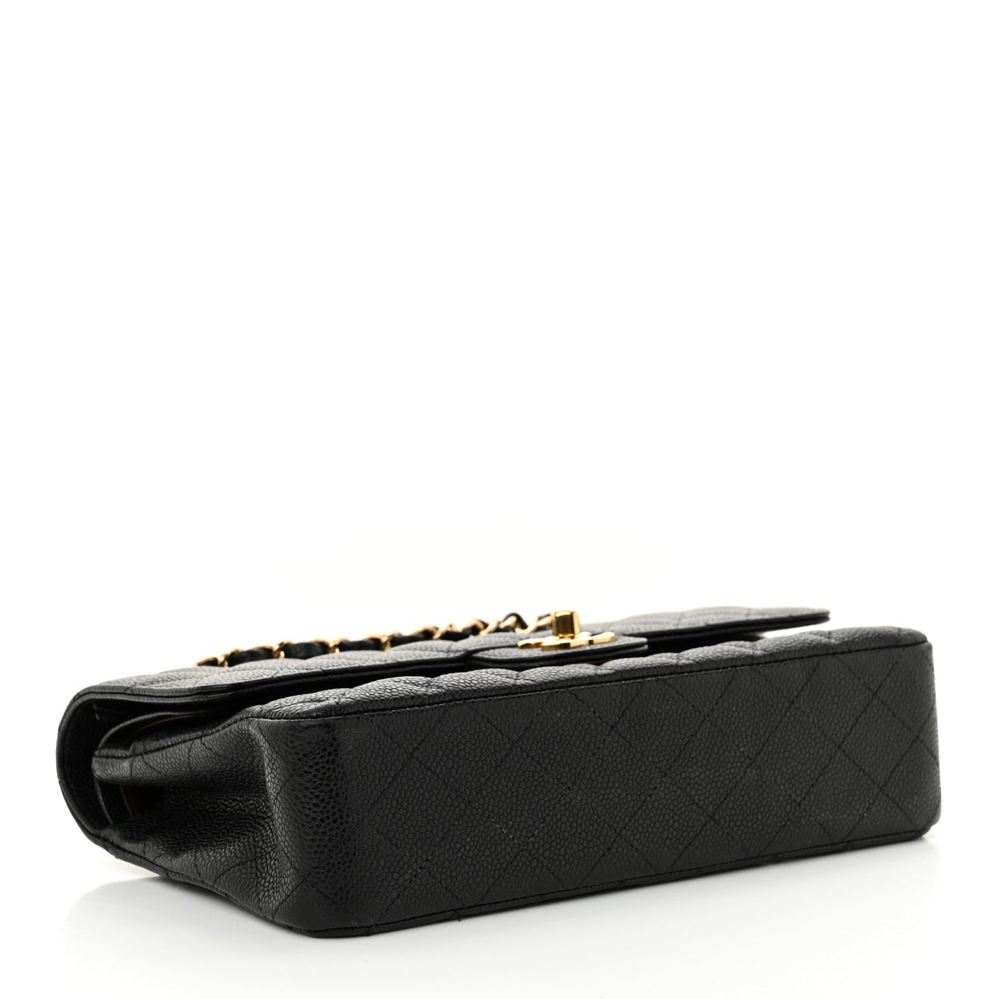 Caviar Quilted Medium Double Flap Black