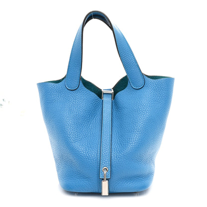 Hermes Taurillon Clemence Picotin Lock 18 PM Bleu Zanzibar 1 of 10