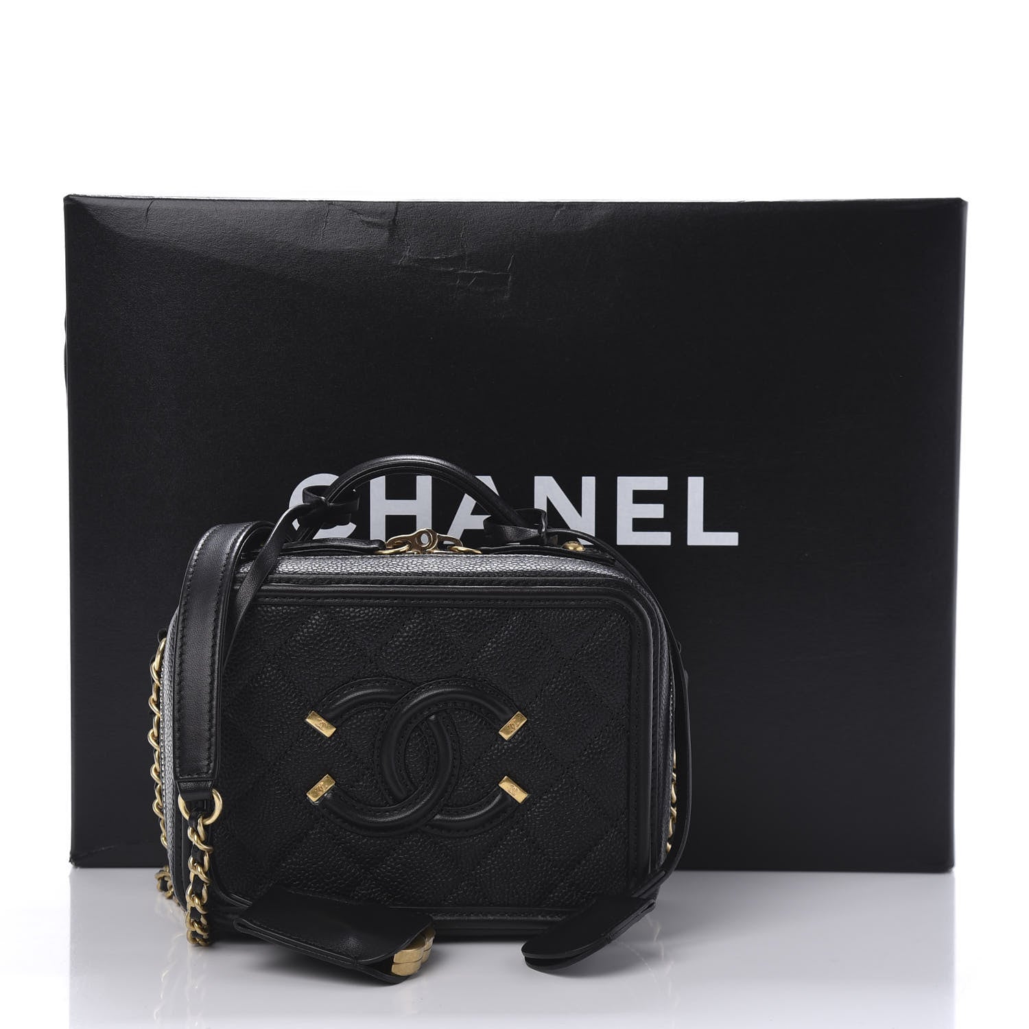 Chanel Caviar Quilted Small CC Filigree Vanity Case Black 11 of 11