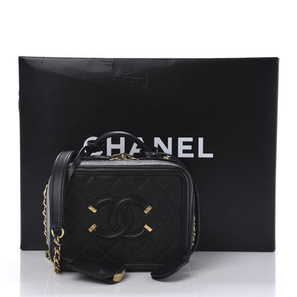 Chanel Caviar Quilted Small CC Filigree Vanity Case Black 11 of 11