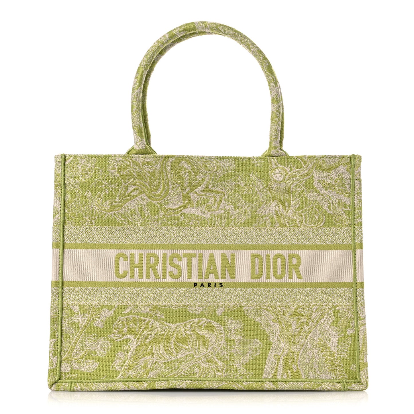 Canvas Embroidered Dioriviera Toile De Jouy Book Tote D-Lite Green