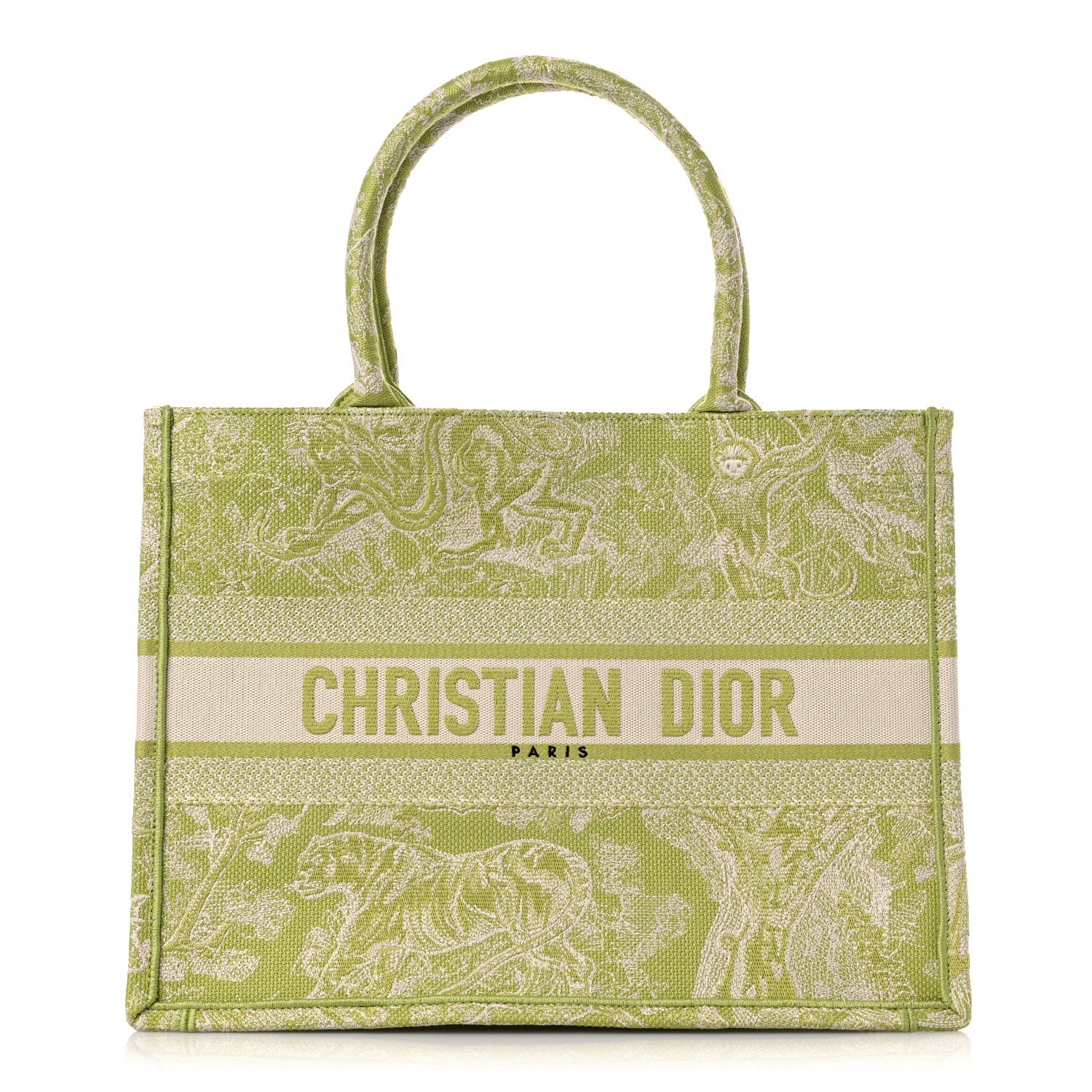 Christian Dior Canvas Embroidered Dioriviera Toile De Jouy Book Tote D-Lite Green 1 of 9