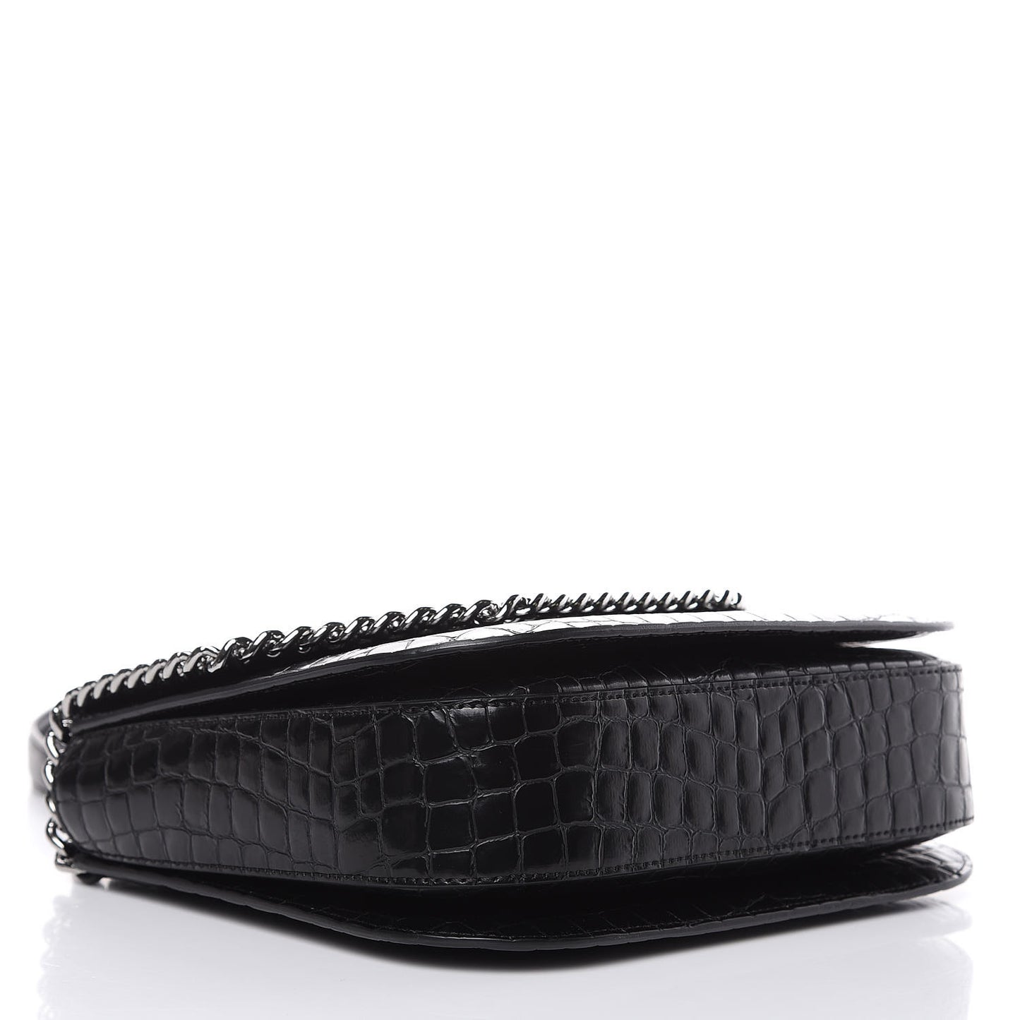 Embossed Crocodile Effect Medium Falabella Box Shoulder Bag Black