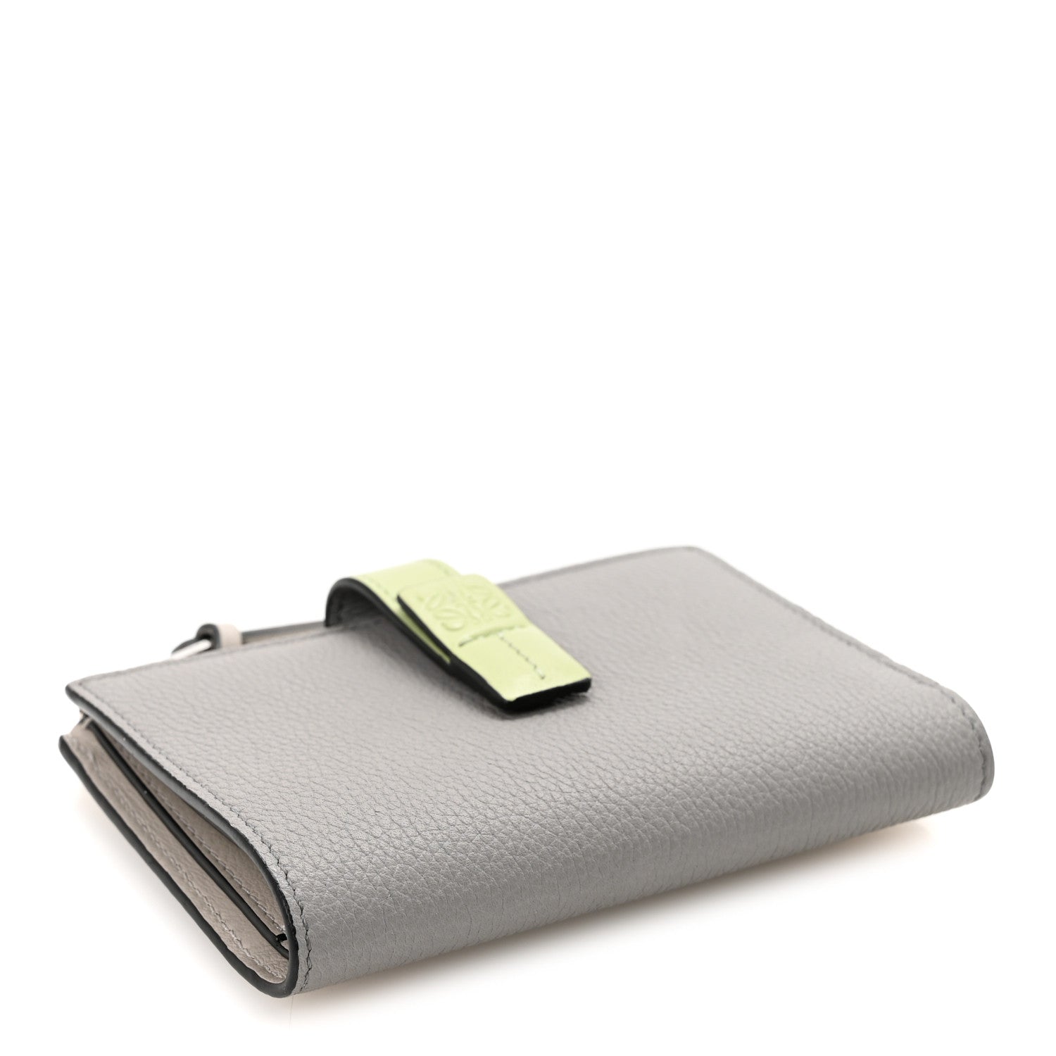 Loewe Grained Calfskin Small Vertical Wallet Pearl Grey Light Pale Green 4 of 7