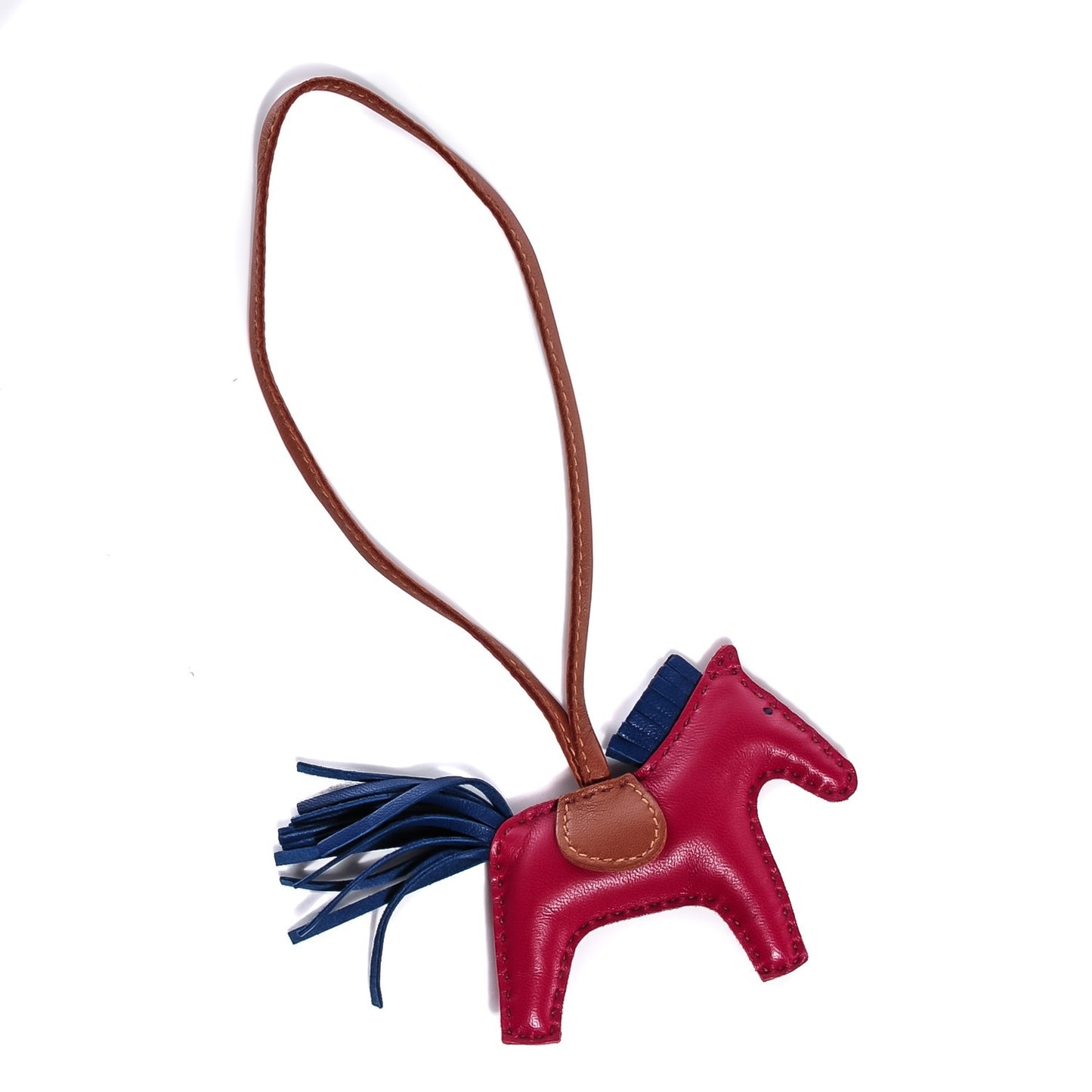 Milo Lambskin Grigri Rodeo Horse Bag Charm PM Bleu de Malte Rubis Fauve