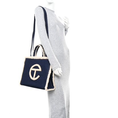 Telfar X UGG Denim Shearling Medium Shopping Bag Raw Denim 2 of 11