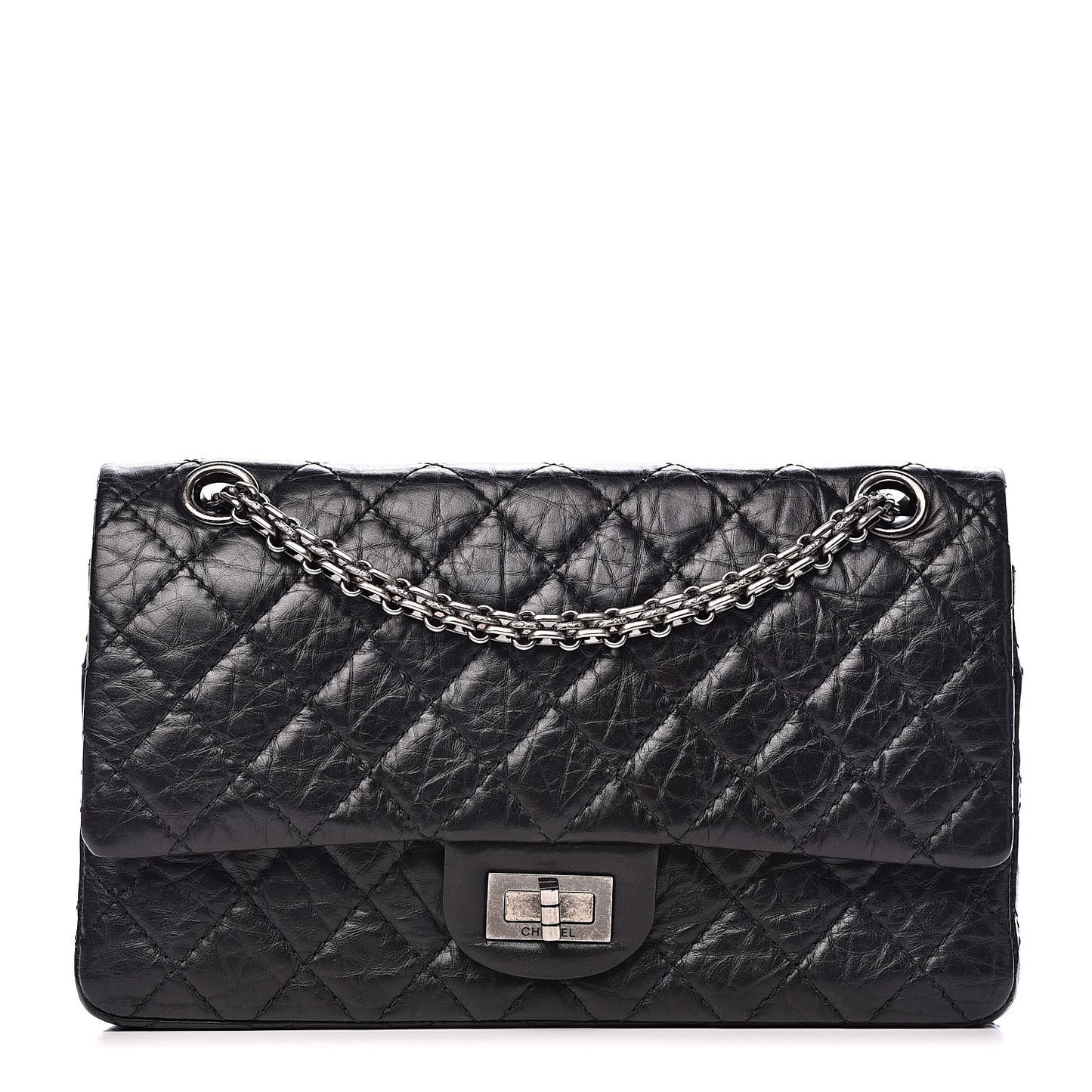 Aged Calfskin Quilted 2.55 Reissue 225 Flap Black