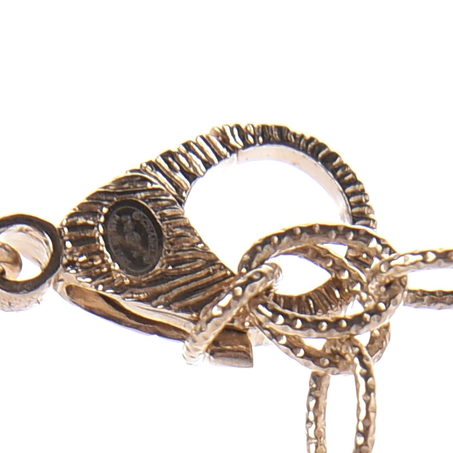 Chanel Marble Beaded CC Long Necklace Gold White 4 of 5