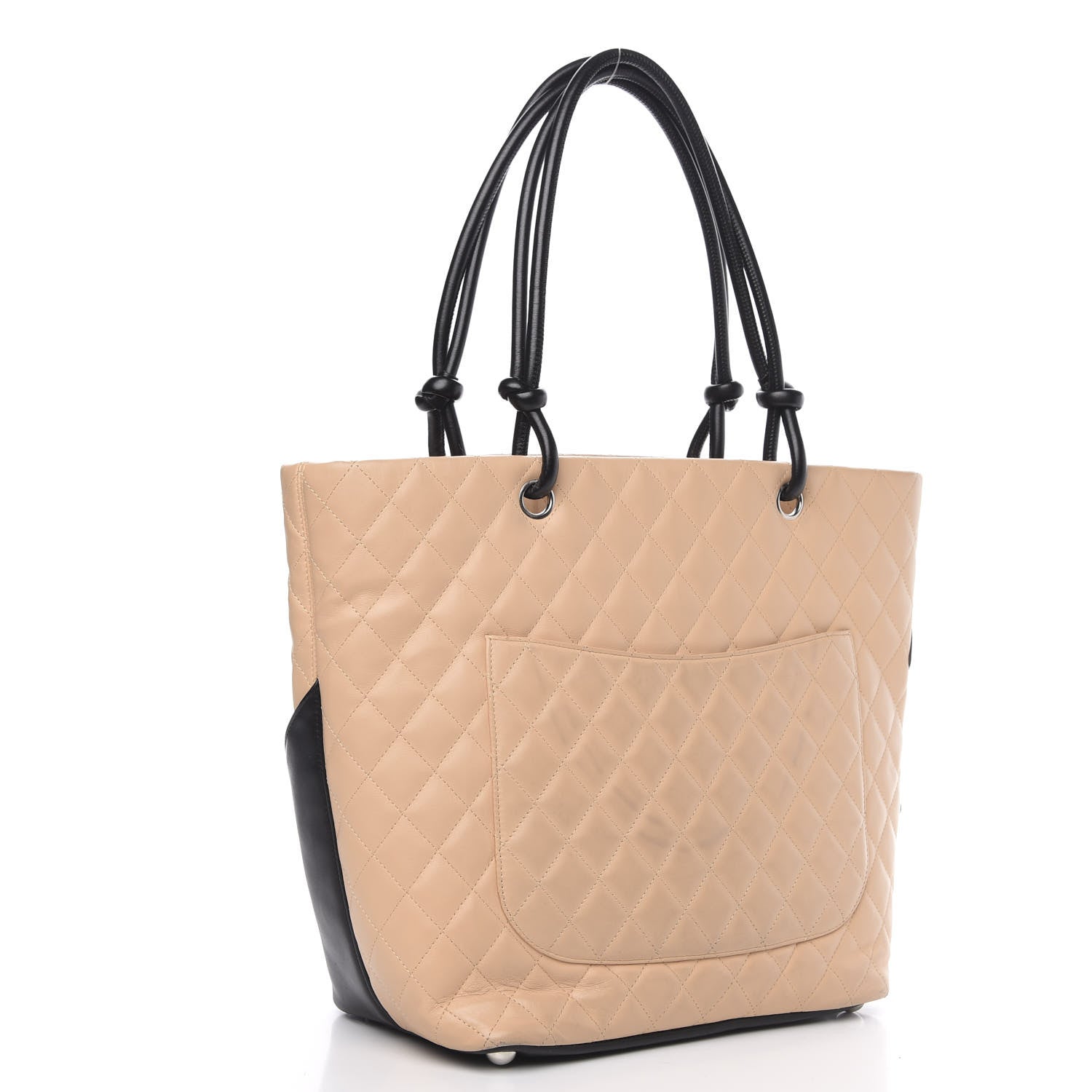 Chanel Calfskin Quilted Large Cambon Tote Beige Black 3 of 15