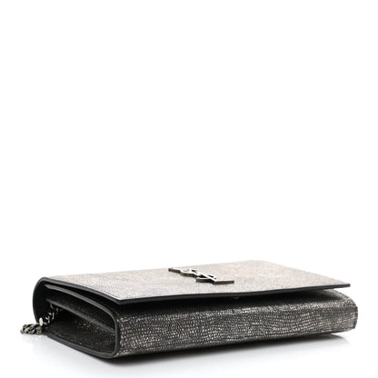 Saint Laurent Metallic Calfskin Lizard Embossed Medium Classic Monogram Kate Satchel 4 of 8