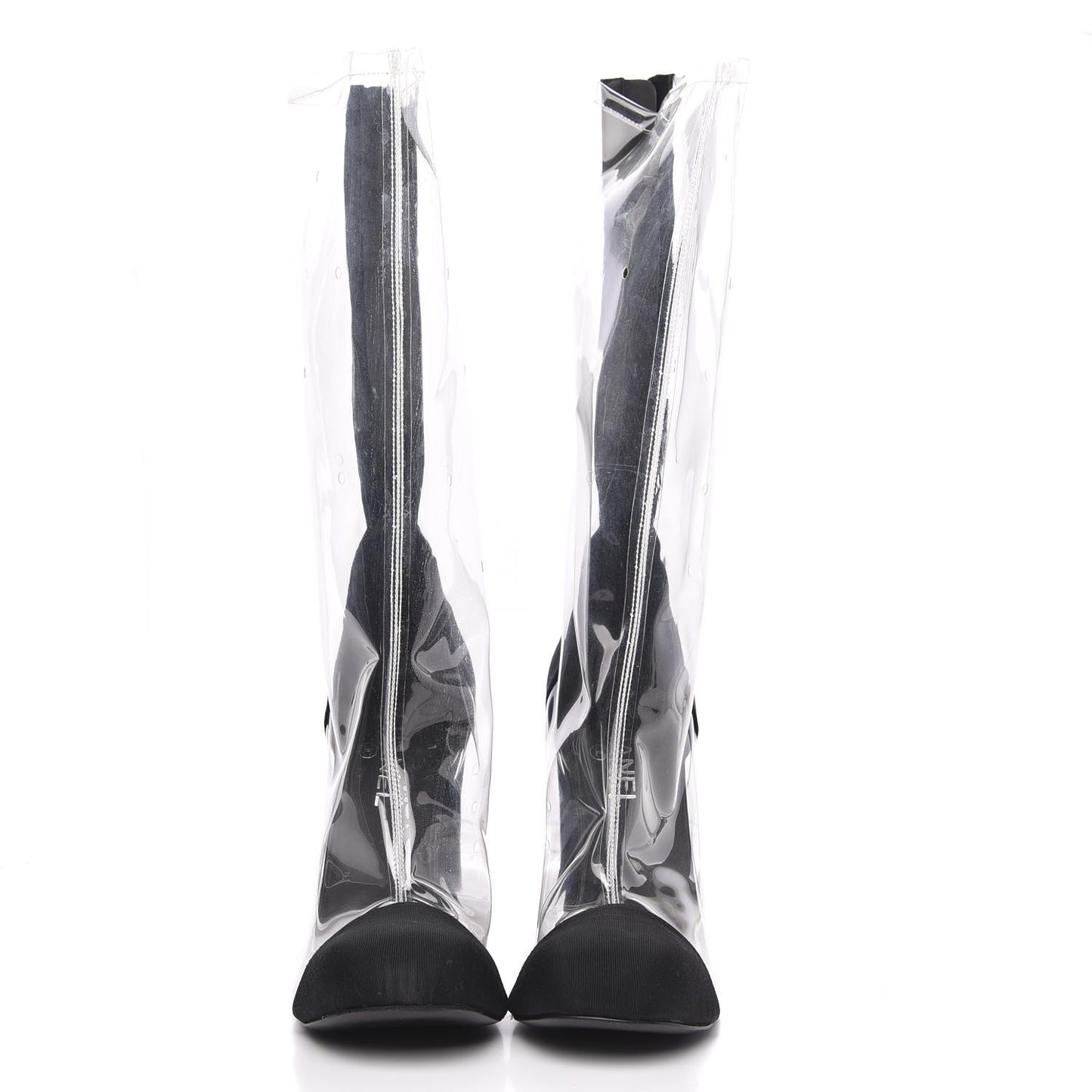 PVC Grosgrain High Boots 42 Transparent Black
