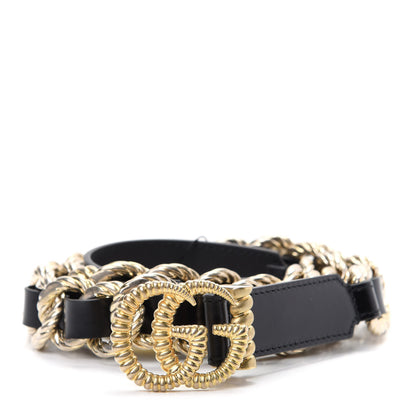Gucci Calfskin Torchon Double G Chain 25mm Belt 90 36 Black 1 of 6
