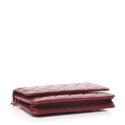 Chanel Caviar Quilted Wallet On Chain WOC Dark Red 4 of 11