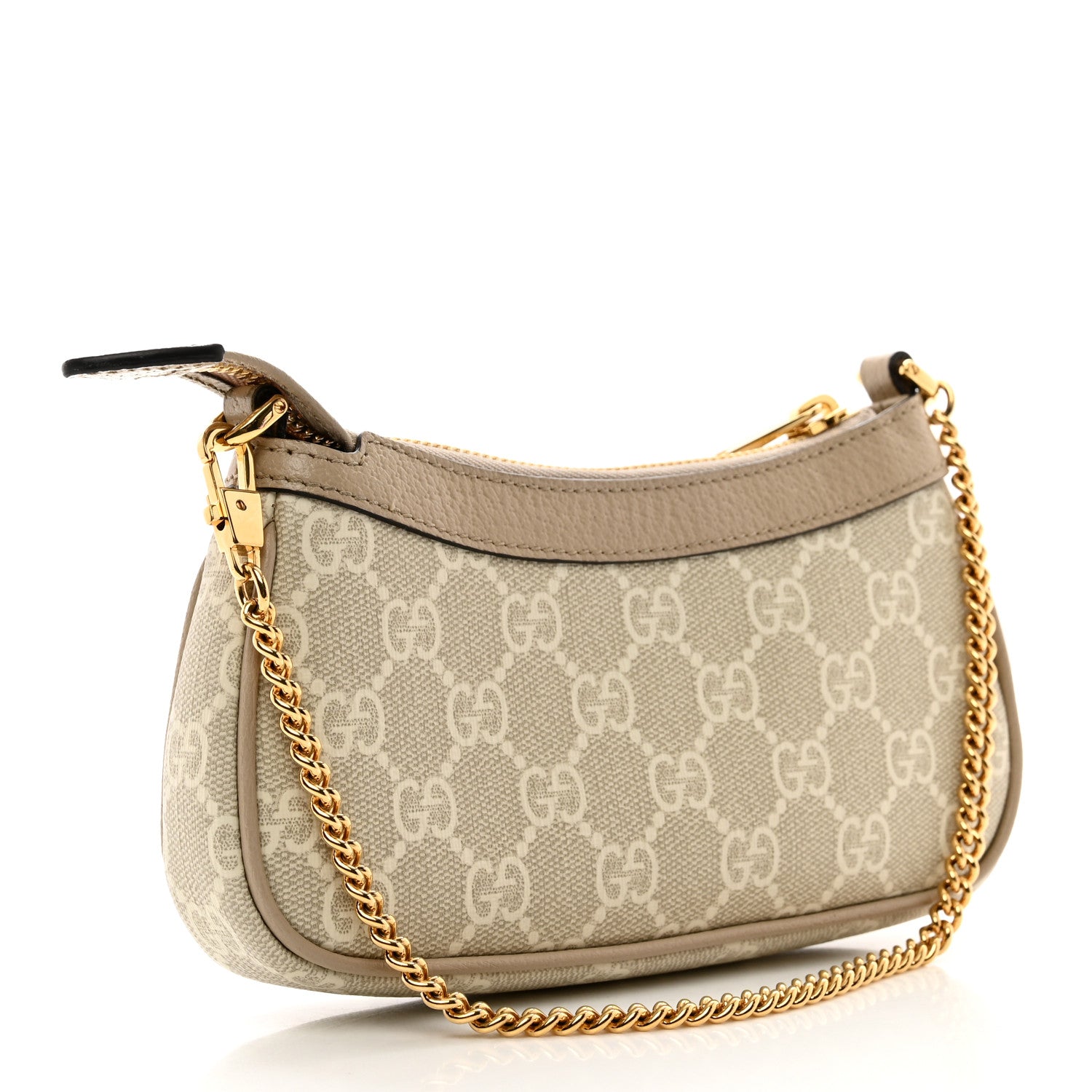 Gucci GG Supreme Monogram Textured Dollar Calfskin Web Mini Ophidia GG Handbag Beige Mystic White Oatmeal 3 of 10