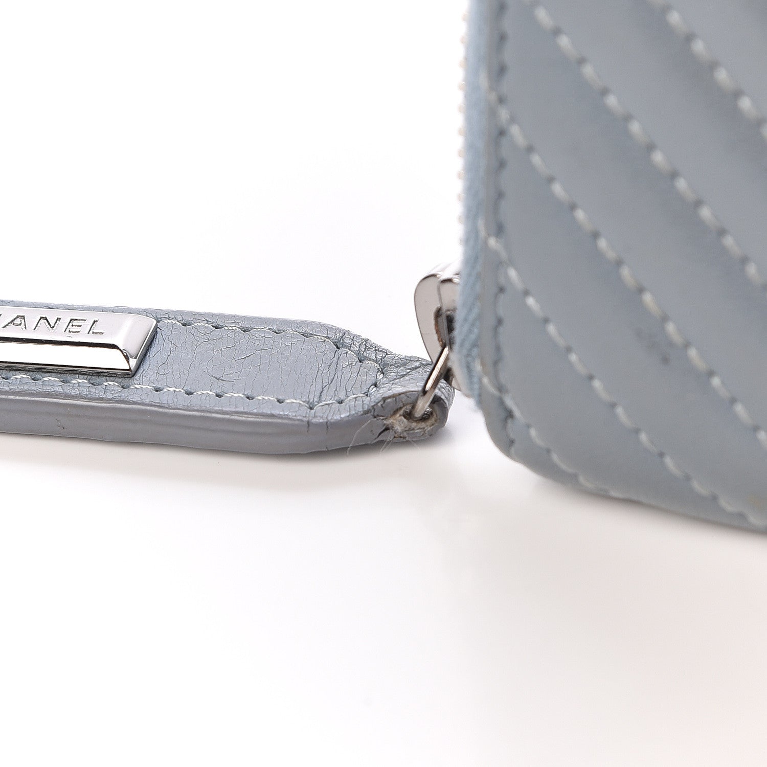 Chanel Lambskin Quilted CC Crossing Zip Around Coin Purse Light Blue 8 of 8
