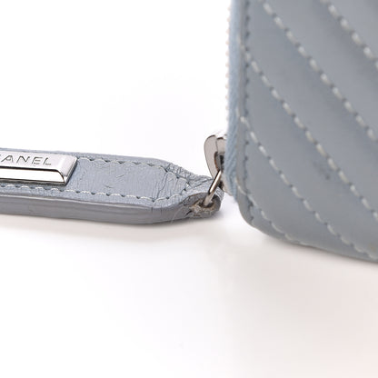 Chanel Lambskin Quilted CC Crossing Zip Around Coin Purse Light Blue 8 of 8
