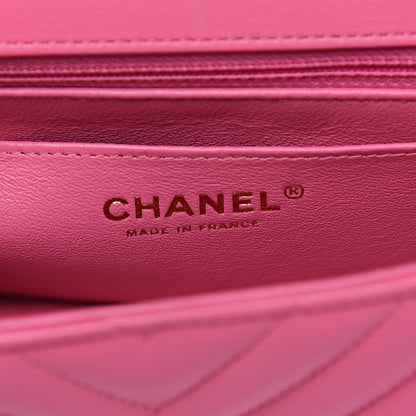 Chanel Lambskin Chevron Quilted Mini Rectangular Flap Pink 5 of 10