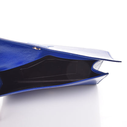 Saint Laurent Textured Patent Calfskin Large Belle De Jour Clutch Royal Blue 5 of 7