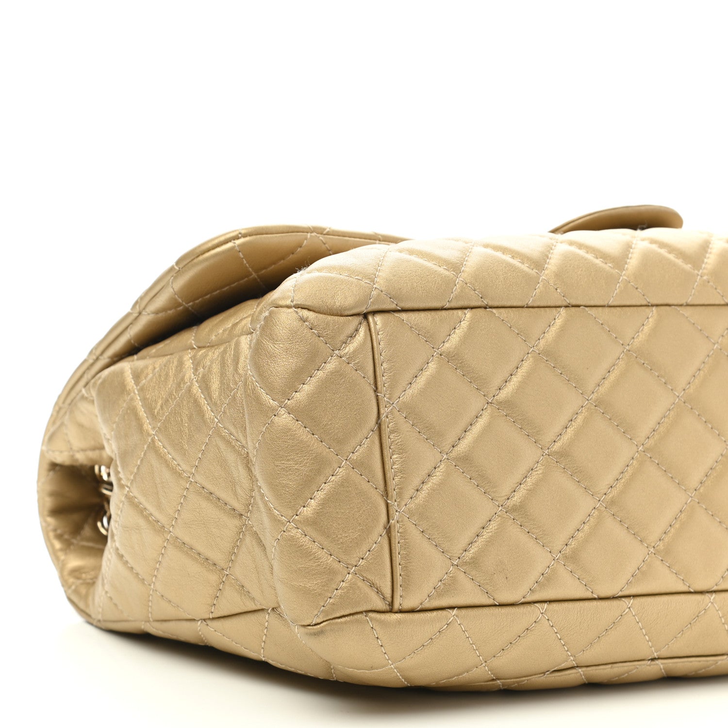 Chanel Metallic Calfskin Quilted Small XXL Travel Flap Bag Gold 10 of 11