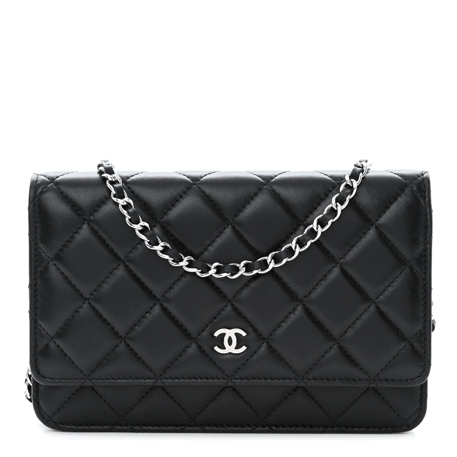 Chanel Lambskin Quilted Wallet On Chain WOC Black 1 of 11