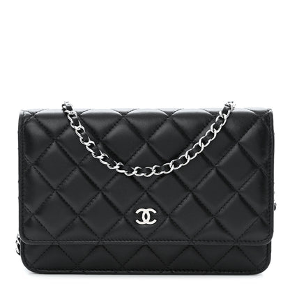 Chanel Lambskin Quilted Wallet On Chain WOC Black 1 of 11