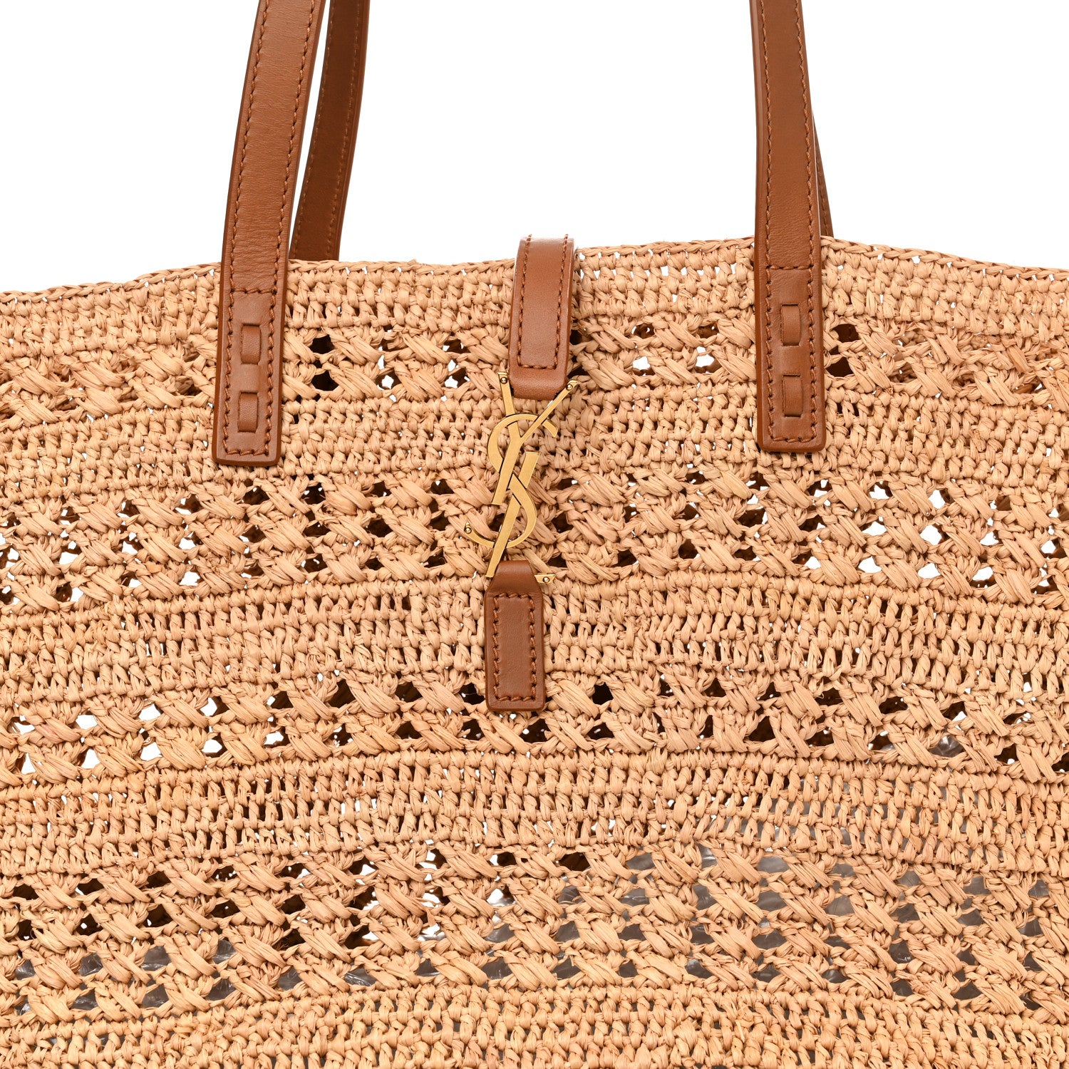 Saint Laurent Raffia Calfskin Medium Panier Tote Naturel 8 of 10
