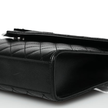 Saint Laurent Grain De Poudre Textured Mixed Matelasse Triquilt Medium Monogram Monochrome Satchel Black 10 of 11
