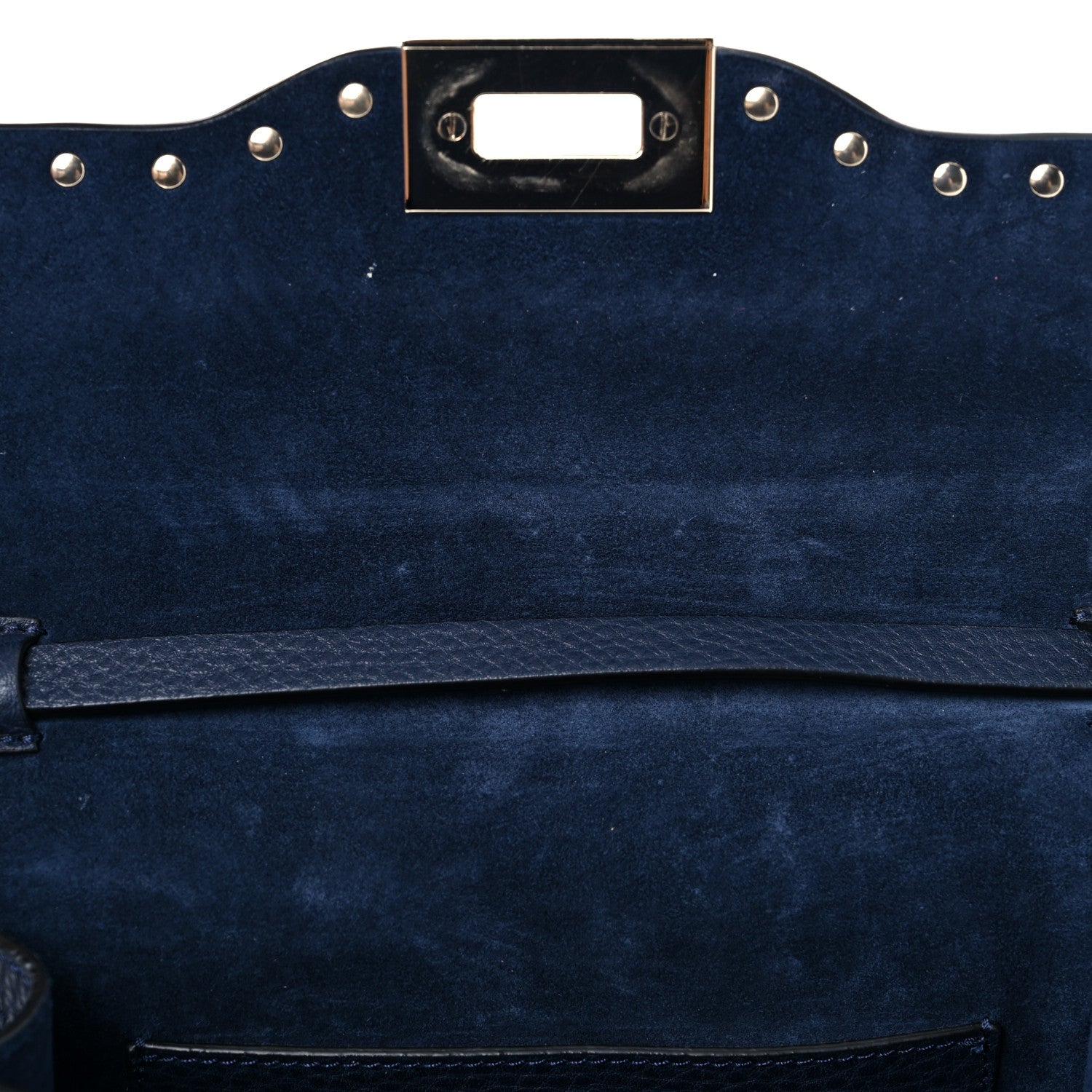 Valentino Garavani Pebbled Calfskin Medium Rockstud Flip Lock Crossbody Bag Navy 12 of 16