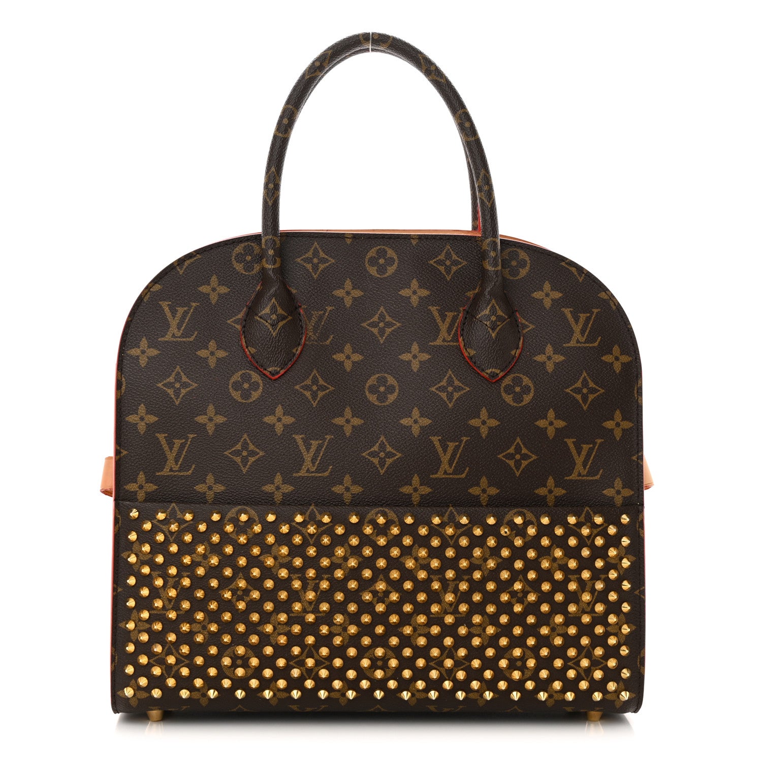 Louis Vuitton Monogram Calf Hair Spikes Iconoclasts Christian Louboutin Tote Red 1 of 15