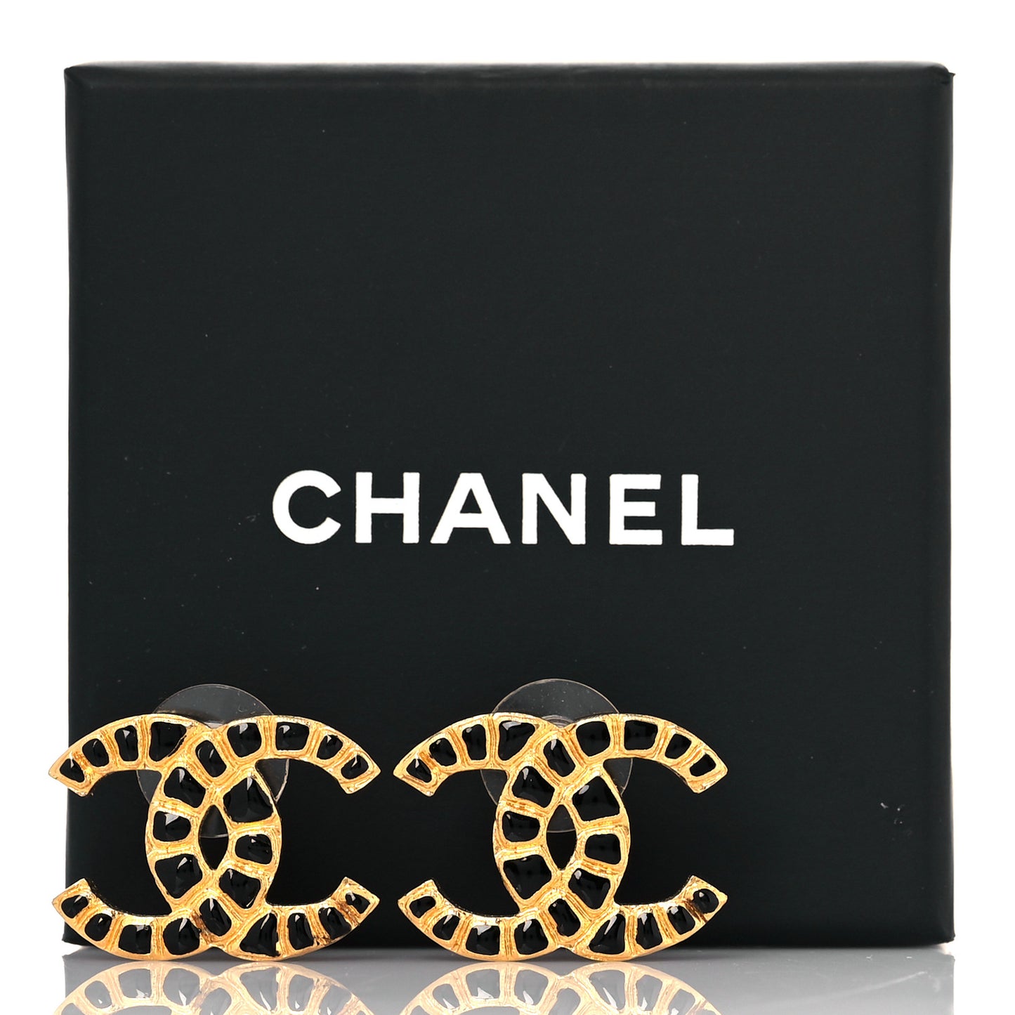 Resin Along The Nile CC Earrings Gold Black