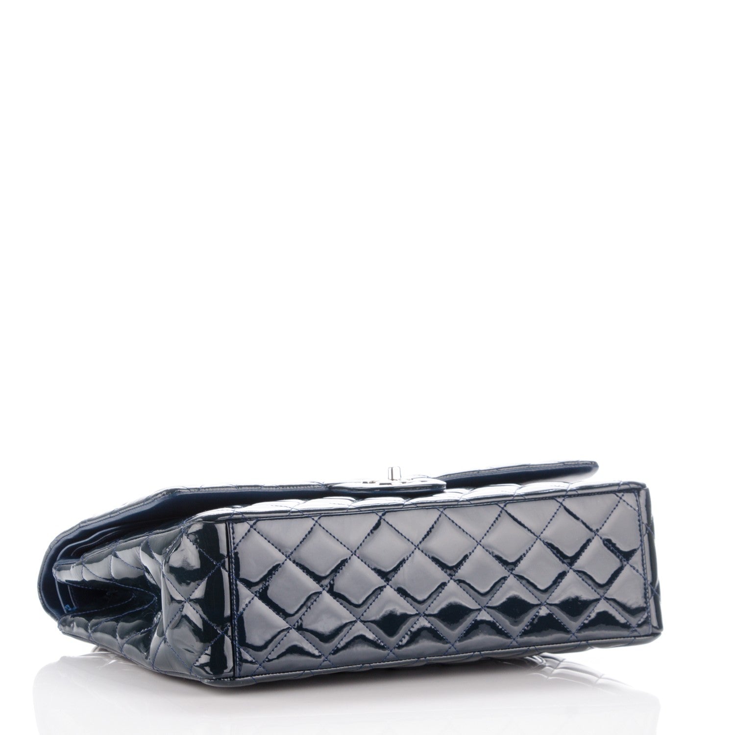 Chanel Patent Quilted Maxi Double Flap Navy Blue 5 of 9