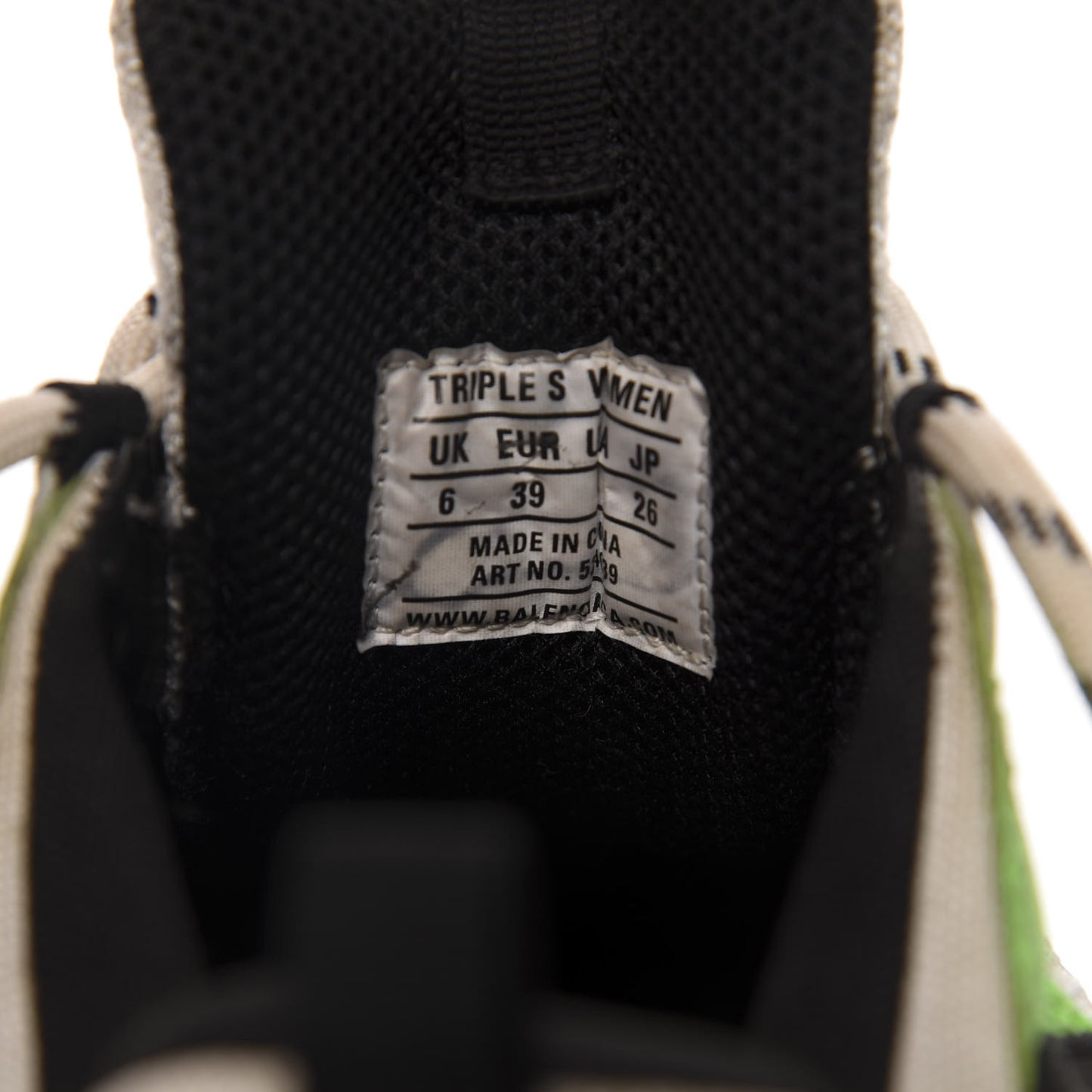 Fabric Mesh Womens Triple S Sneakers 39 White Green Fluo Black