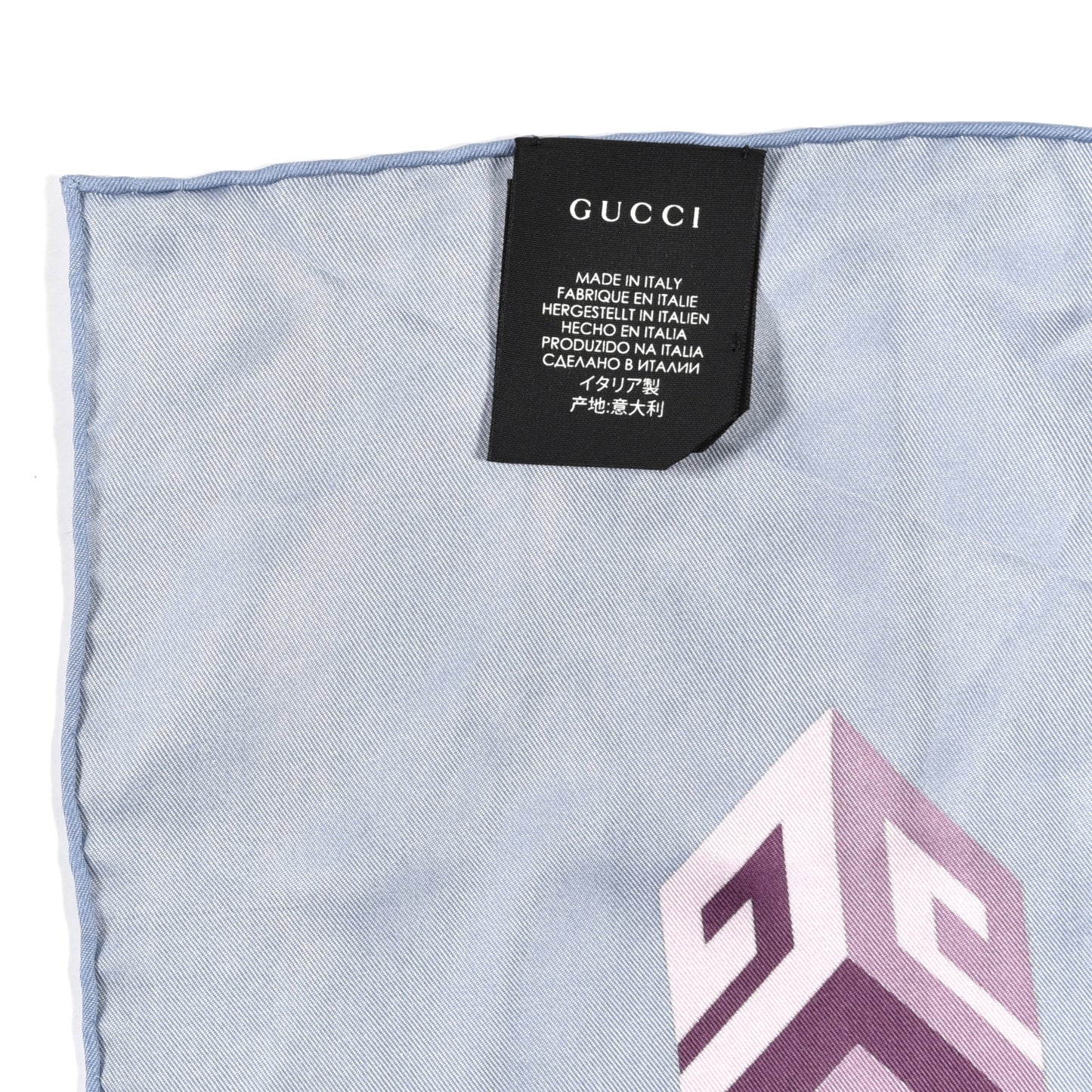 Silk GG Wallpaper Print Square Scarf Blue
