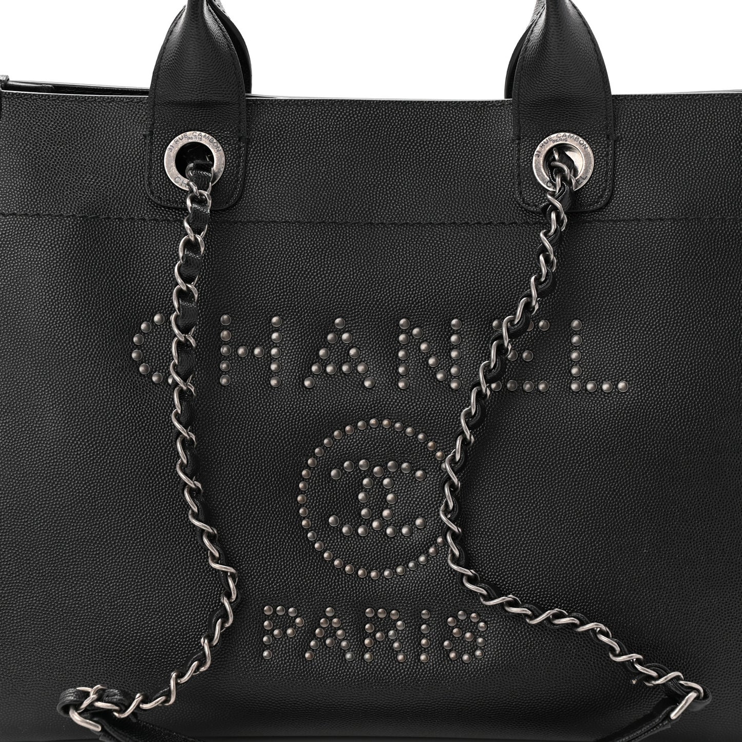 Caviar Small Studded Deauville Tote Black