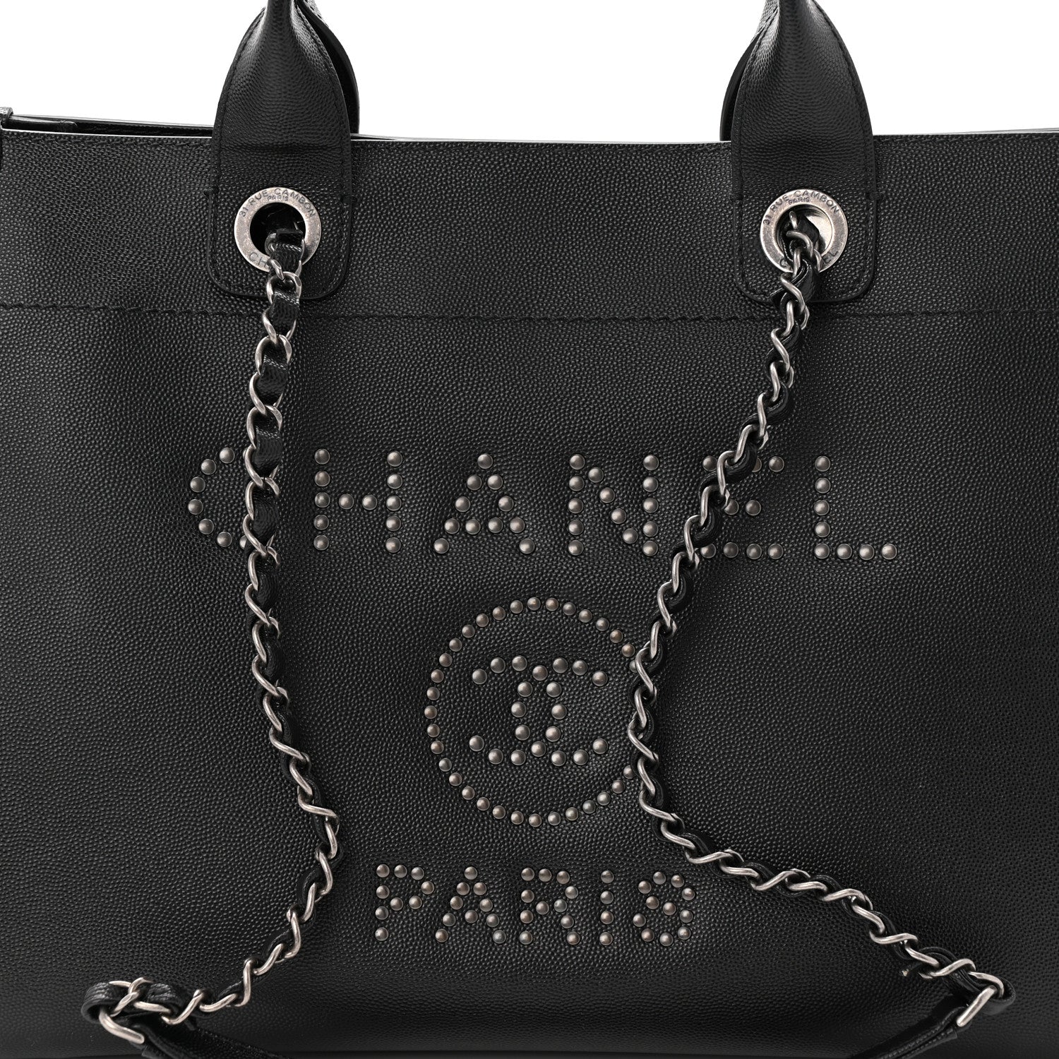 Chanel Caviar Small Studded Deauville Tote Black 8 of 10