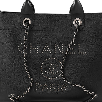 Chanel Caviar Small Studded Deauville Tote Black 8 of 10